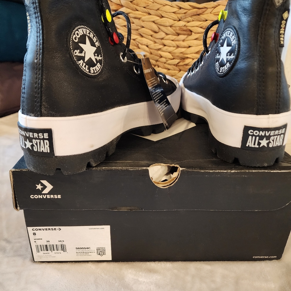 CONVERSE Black Leather Gortex Platform Hightops
